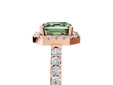 Rose gold Fancy Green Asscher  Halo Diamond Pavé Solitaire Ring_100