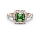 Rose gold Fancy Green Asscher  Halo Diamond Pavé Solitaire Ring_95
