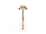 Rose gold Fancy Green Asscher  Halo Diamond Pavé Solitaire Ring_97