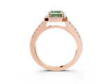 Rose gold Fancy Green Asscher  Halo Diamond Pavé Solitaire Ring_98