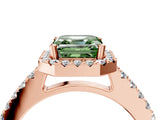 Rose gold Fancy Green Asscher  Halo Diamond Pavé Solitaire Ring_99