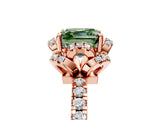 Rose gold Fancy Green Asscher  Halo Diamond Pave Band Ring with Four-Prong Setting_20