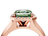 Rose gold Fancy Green Asscher  Halo Diamond Ring with Cathedral Band and Four-Prong Setting_49