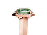 Rose gold Fancy Green Asscher  Halo Diamond Ring with Cathedral Band and Four-Prong Setting_50