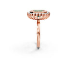 Rose gold Fancy Green Asscher  Halo Diamond Ring with Milgrain Edge and Round Prong Setting_26