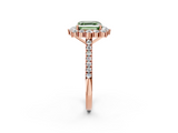 Rose gold Fancy Green Asscher  Halo Diamond Ring with Pavé Band and Prong Setting_18