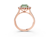 Rose gold Fancy Green Asscher  Halo Diamond Ring with Pavé Band and Prong Setting_19