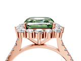 Rose gold Fancy Green Asscher  Halo Diamond Ring with Pavé Band and Prong Setting_20