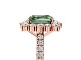 Rose gold Fancy Green Asscher  Halo Diamond Ring with Pavé Band and Prong Setting_21