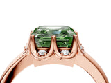 Rose gold Fancy Green Asscher  Halo Diamond Ring with Round Cluster Setting, Solitaire Band, and Four-Prong Setting_33