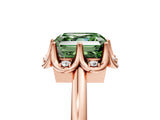 Rose gold Fancy Green Asscher  Halo Diamond Ring with Round Cluster Setting, Solitaire Band, and Four-Prong Setting_34