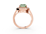 Rose gold Fancy Green Asscher  Halo Diamond Ring with Split Shank and Four-Prong Setting_3