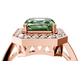 Rose gold Fancy Green Asscher  Halo Diamond Ring with Split Shank and Four-Prong Setting_4