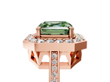 Rose gold Fancy Green Asscher  Halo Diamond Ring with Split Shank and Four-Prong Setting_5