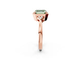 Rose gold Fancy Green Asscher  Halo Diamond Ring with Tapered Band and Four-Prong Setting_5