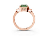 Rose gold Fancy Green Asscher  Halo Diamond Ring with Tapered Band and Four-Prong Setting_6