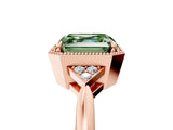 Rose gold Fancy Green Asscher  Halo Diamond Ring with Tapered Band and Four-Prong Setting_8