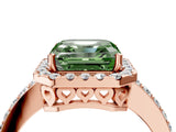 Rose gold Fancy Green Asscher  Halo Diamond Solitaire with Pavé Band and Four-Prong Setting_38