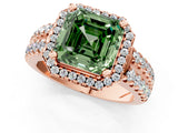 Rose gold Fancy Green Asscher  Halo Diamond Split Shank Engagement Ring with Prong Setting_124