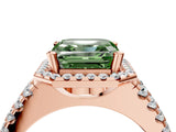 Rose gold Fancy Green Asscher  Halo Diamond Split Shank Engagement Ring with Prong Setting_127