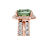 Rose gold Fancy Green Asscher  Halo Diamond Split Shank Engagement Ring with Prong Setting_128