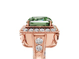 Rose gold Fancy Green Asscher  Halo Diamond Split Shank Ring with Milgrain Detail_33