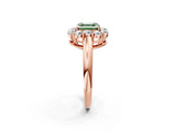 Rose gold Fancy Green Asscher  Halo Milgrain Solitaire with Bezel Set Side Stones and Pave Band_51