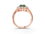 Rose gold Fancy Green Asscher  Halo Milgrain Solitaire with Bezel Set Side Stones and Pave Band_52