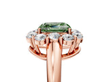 Rose gold Fancy Green Asscher  Halo Milgrain Solitaire with Bezel Set Side Stones and Pave Band_54