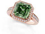 Rose gold Fancy Green Asscher  Halo Pavé Diamond Engagement Ring with Bezel Setting_1