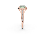Rose gold Fancy Green Asscher  Halo Pavé Diamond Engagement Ring with Bezel Setting_2