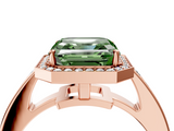 Rose gold Fancy Green Asscher  Halo Pavé Diamond Engagement Ring with Bezel Setting_4