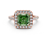 Rose gold Fancy Green Asscher  Halo Pavé Diamond Engagement Ring with Four-Prong Setting_3