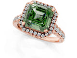 Rose gold Fancy Green Asscher  Halo Pavé Diamond Engagement Ring with Four-Prong Setting_32