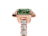 Rose gold Fancy Green Asscher  Halo Pavé Diamond Engagement Ring with Four-Prong Setting_36