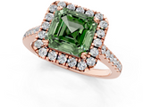 Rose gold Fancy Green Asscher  Halo Pavé Diamond Engagement Ring with Four-Prong Setting_4