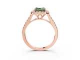 Rose gold Fancy Green Asscher  Halo Pavé Diamond Engagement Ring with Four-Prong Setting_6