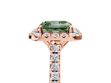 Rose gold Fancy Green Asscher  Halo Pavé Diamond Engagement Ring with Four-Prong Setting_8