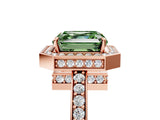 Rose gold Fancy Green Asscher  Halo Pave Band Solitaire Ring with Prong Setting_50