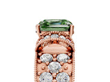 Rose gold Fancy Green Asscher  Halo Pave Diamond Engagement Ring with Milgrain Detailing_53