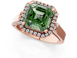Rose gold Fancy Green Asscher  Halo Pave Split Shank Prong Setting Ring_27