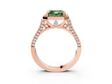 Rose gold Fancy Green Asscher  Halo Pave Split Shank Prong Setting Ring_29