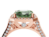 Rose gold Fancy Green Asscher  Halo Pave Split Shank Prong Setting Ring_30