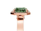 Rose gold Fancy Green Asscher  Halo Pave Split Shank Prong Setting Ring_31
