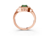 Rose gold Fancy Green Asscher  Halo Round Diamond Milgrain Pave Engagement Ring_6