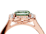 Rose gold Fancy Green Asscher  Halo Round Diamond Pave Band with Four-Prong Setting_61