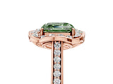 Rose gold Fancy Green Asscher  Halo Round Diamond Pave Band with Four-Prong Setting_62