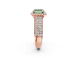 Rose gold Fancy Green Asscher  Halo Round Diamond Pave Band with Prong Setting 2