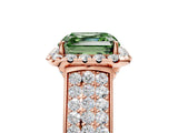 Rose gold Fancy Green Asscher  Halo Round Diamond Pave Band with Prong Setting 5