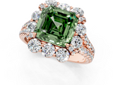 Rose gold Fancy Green Asscher  Halo Split Shank Diamond Engagement Ring with Pave Band and Four-Prong Setting_18